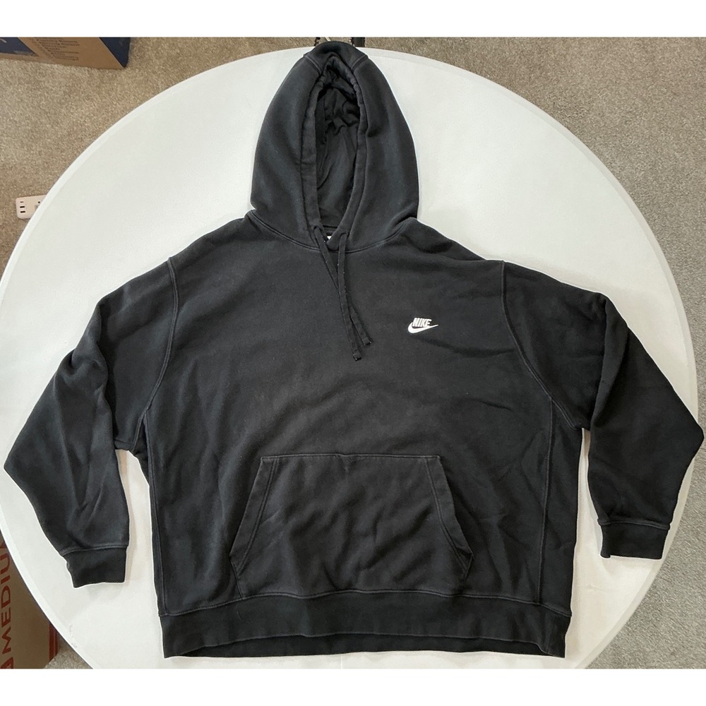 Nike Hoodie Mens 4XL Black Fleece Pullover Embroidered Swoosh Logo Streetwear